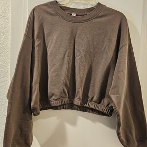 ALO Yoga Brown Crew Neck Cropped Sweater